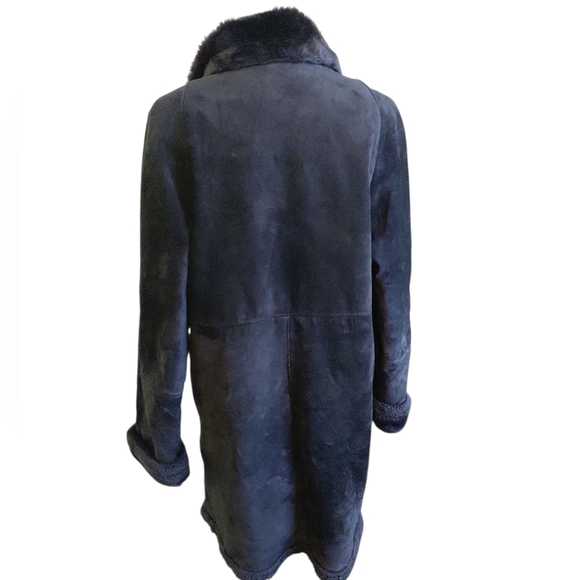 SEARLE Suede Fur Lined Black Coat Women's Medium Suede Jacket - Picture 4 of 11
